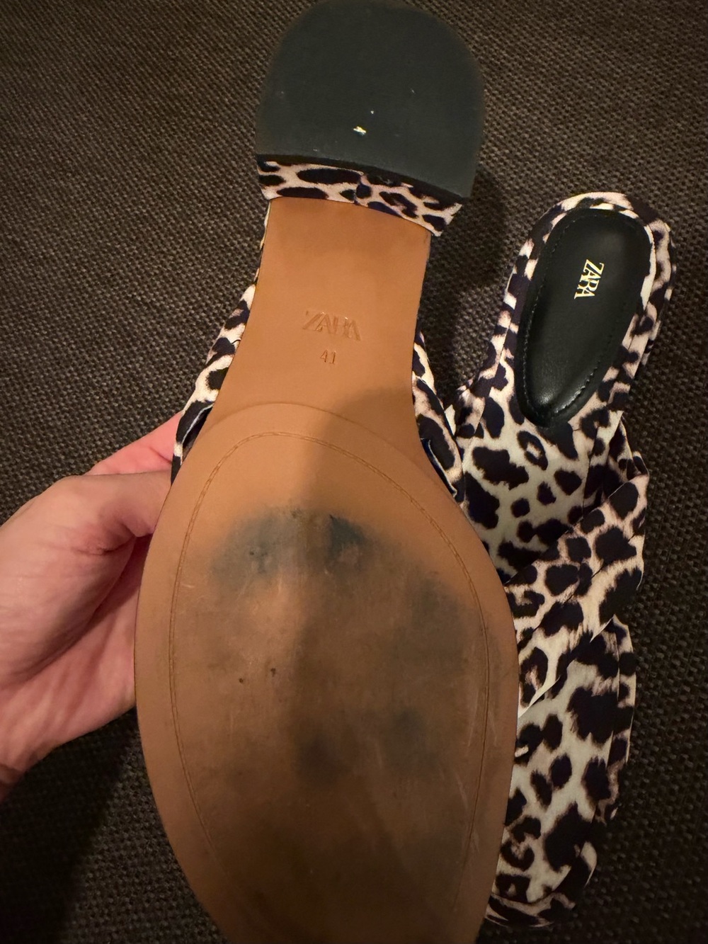 Zara Leopard Print Twisted Strap Mules - Black & Cream - Picture 3 of 5